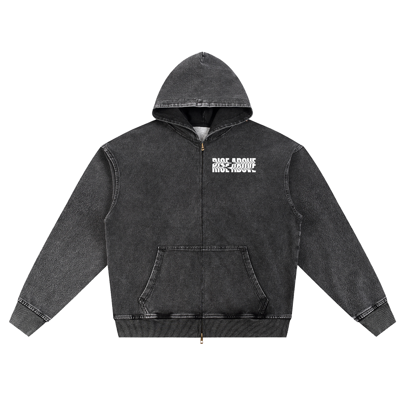 Snow Wash Oversized Zip-Up Hoodie