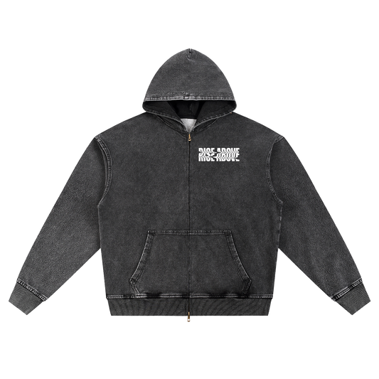 Snow Wash Oversized Zip-Up Hoodie